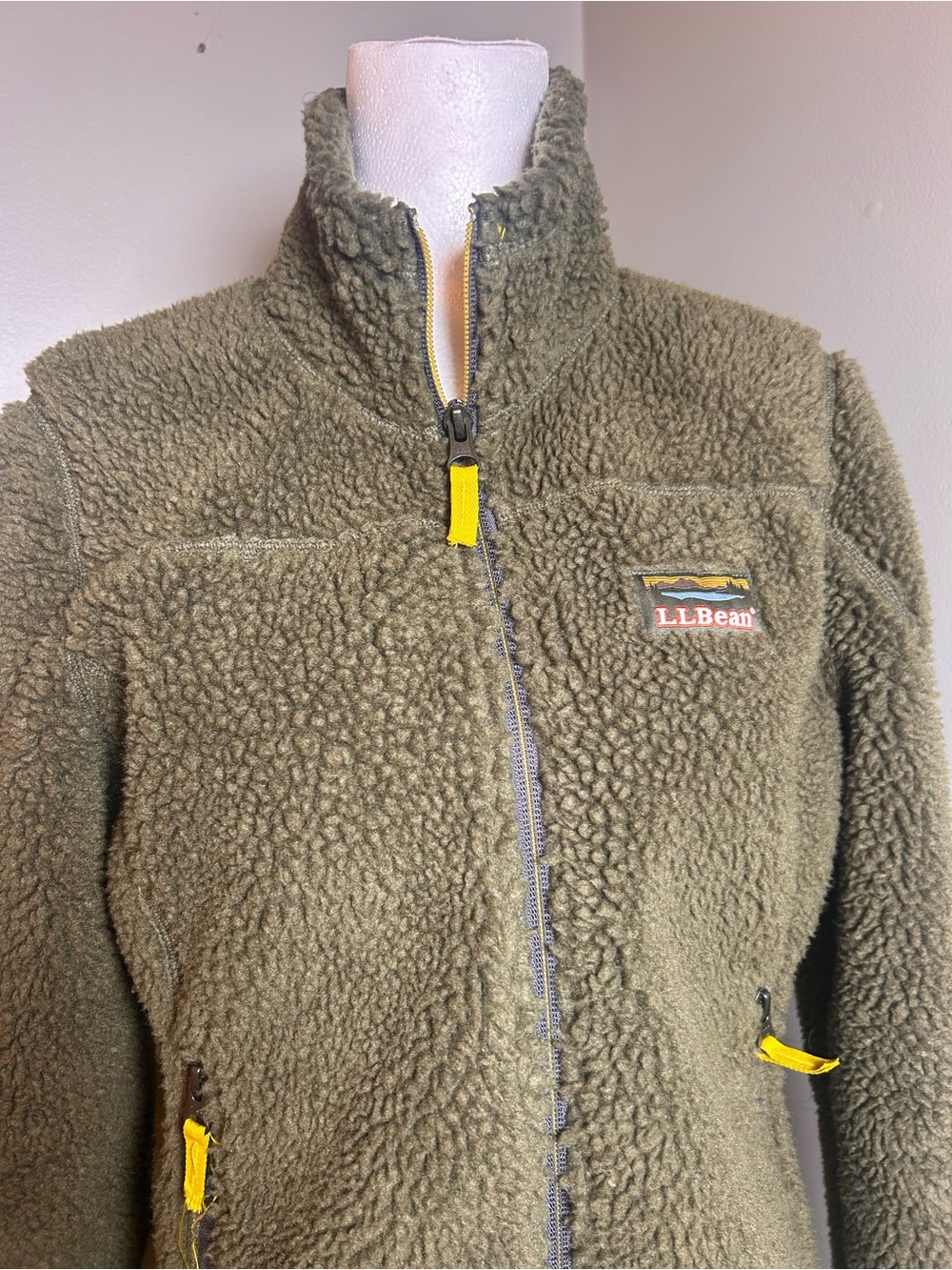 L.L. Bean Olive Green Teddy Fleece Jacket XXS - Picture 3 of 15
